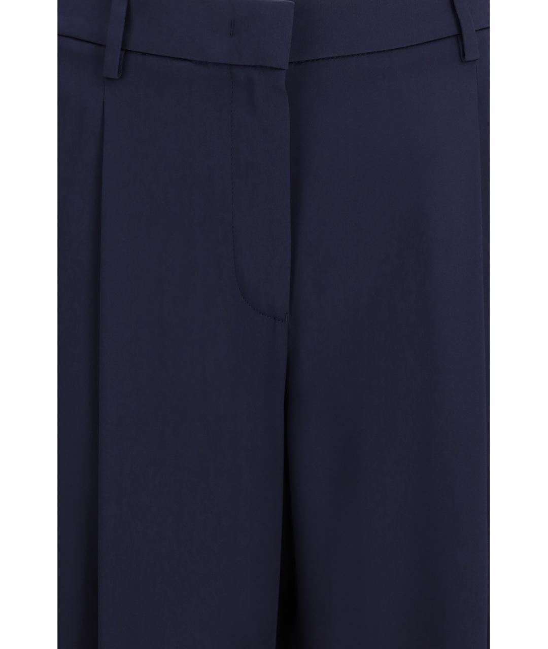 GIORGIO ARMANI Синие шелковые прямые брюки, фото 3