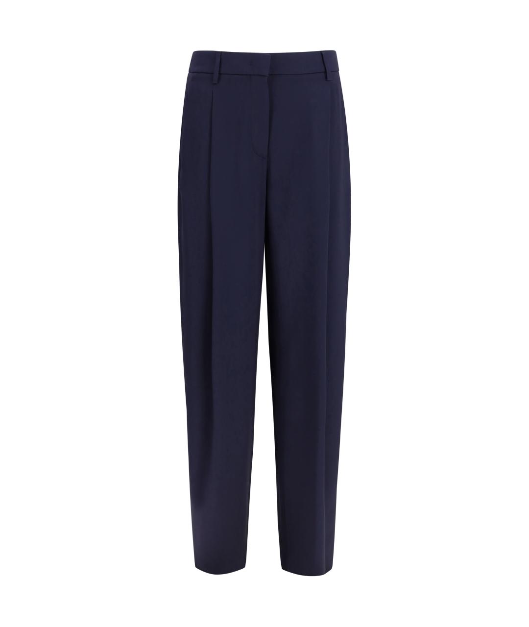 GIORGIO ARMANI Синие шелковые прямые брюки, фото 1