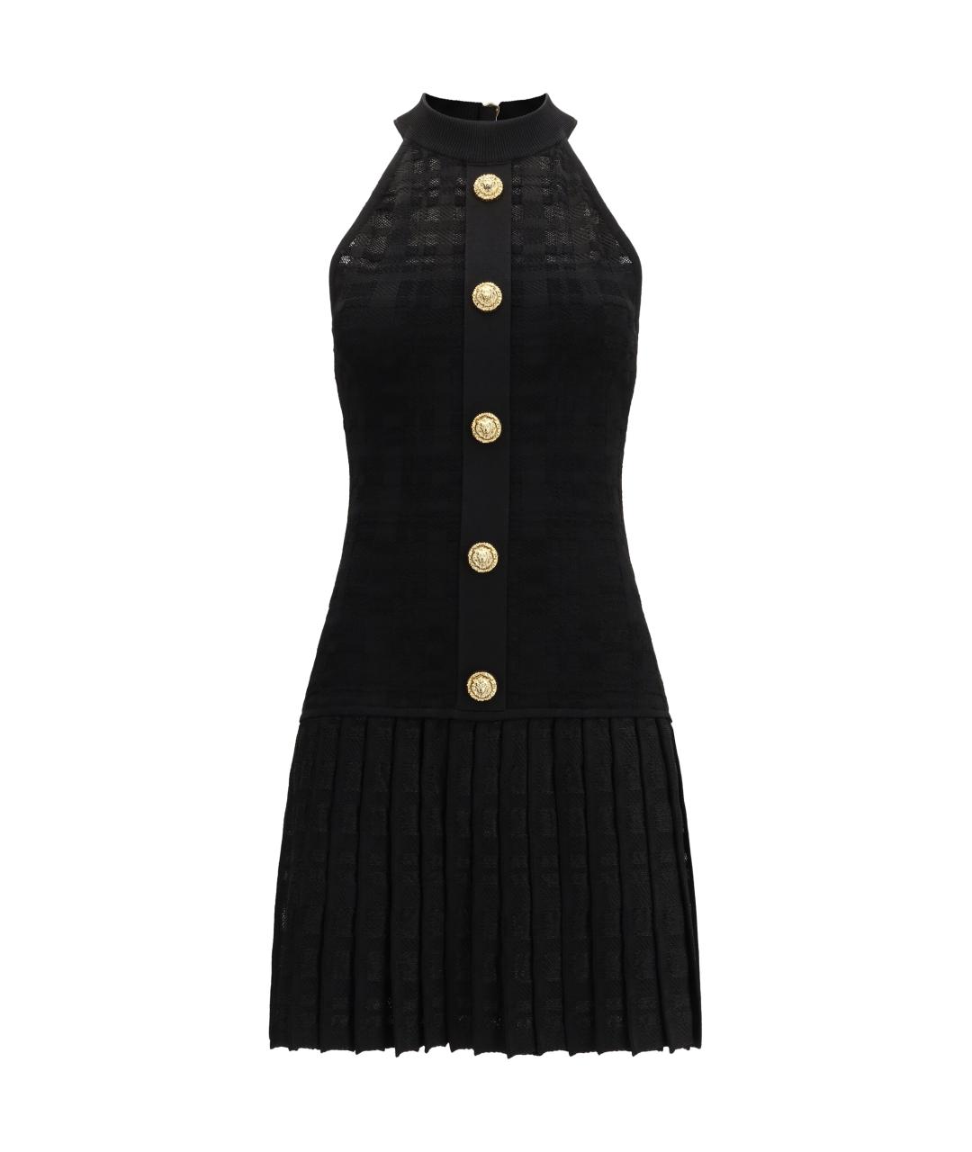 BALMAIN Черное вискозное коктейльное платье, фото 1