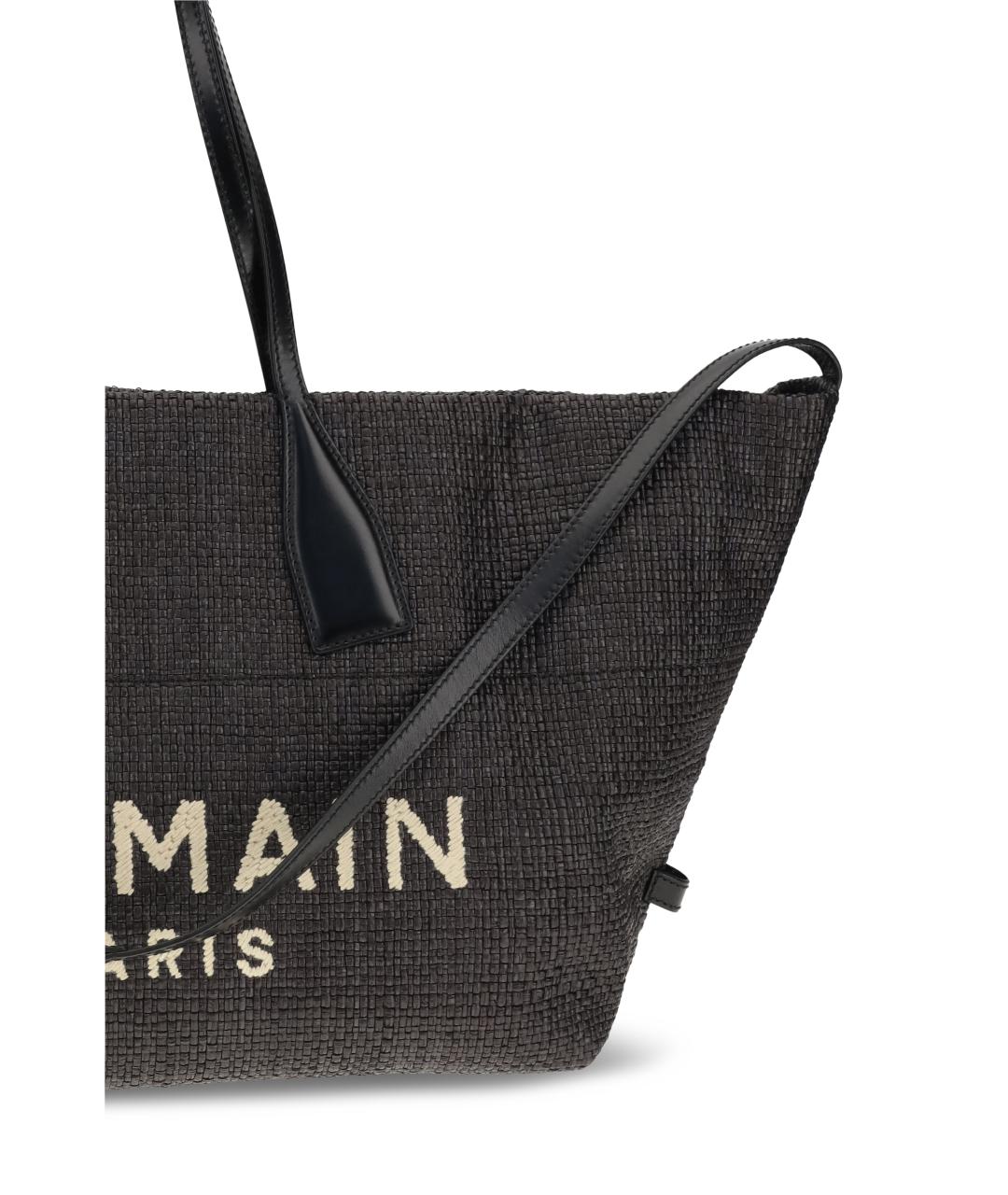 BALMAIN Черная пелетеная сумка тоут, фото 4