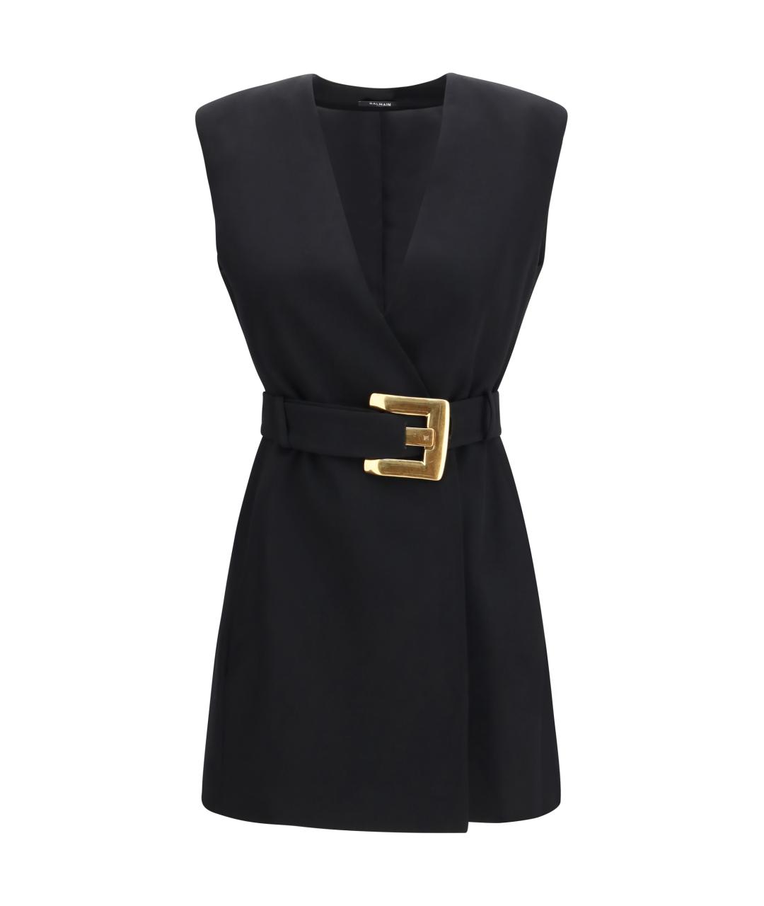 BALMAIN Черное шерстяное коктейльное платье, фото 1