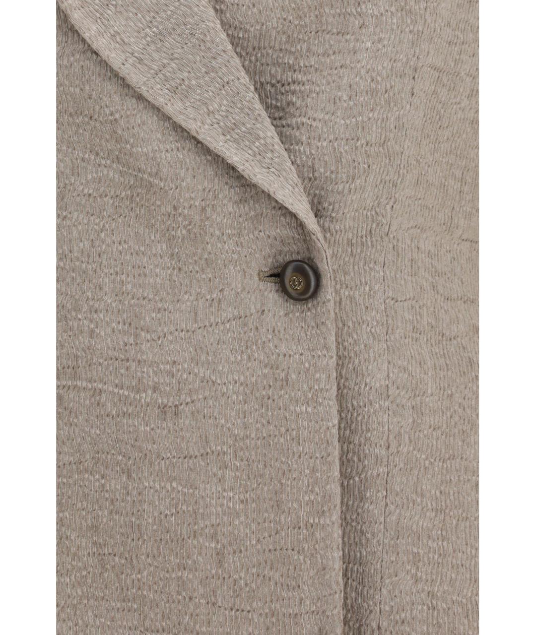 GIORGIO ARMANI Бежевый льняной жакет/пиджак, фото 3