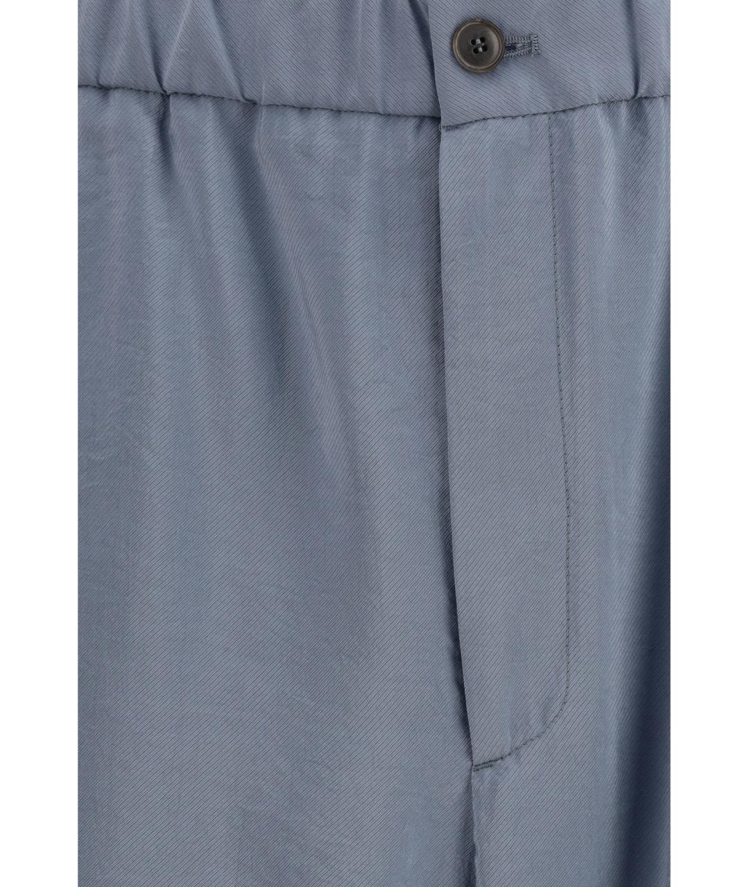 GIORGIO ARMANI Голубые шелковые повседневные брюки, фото 3