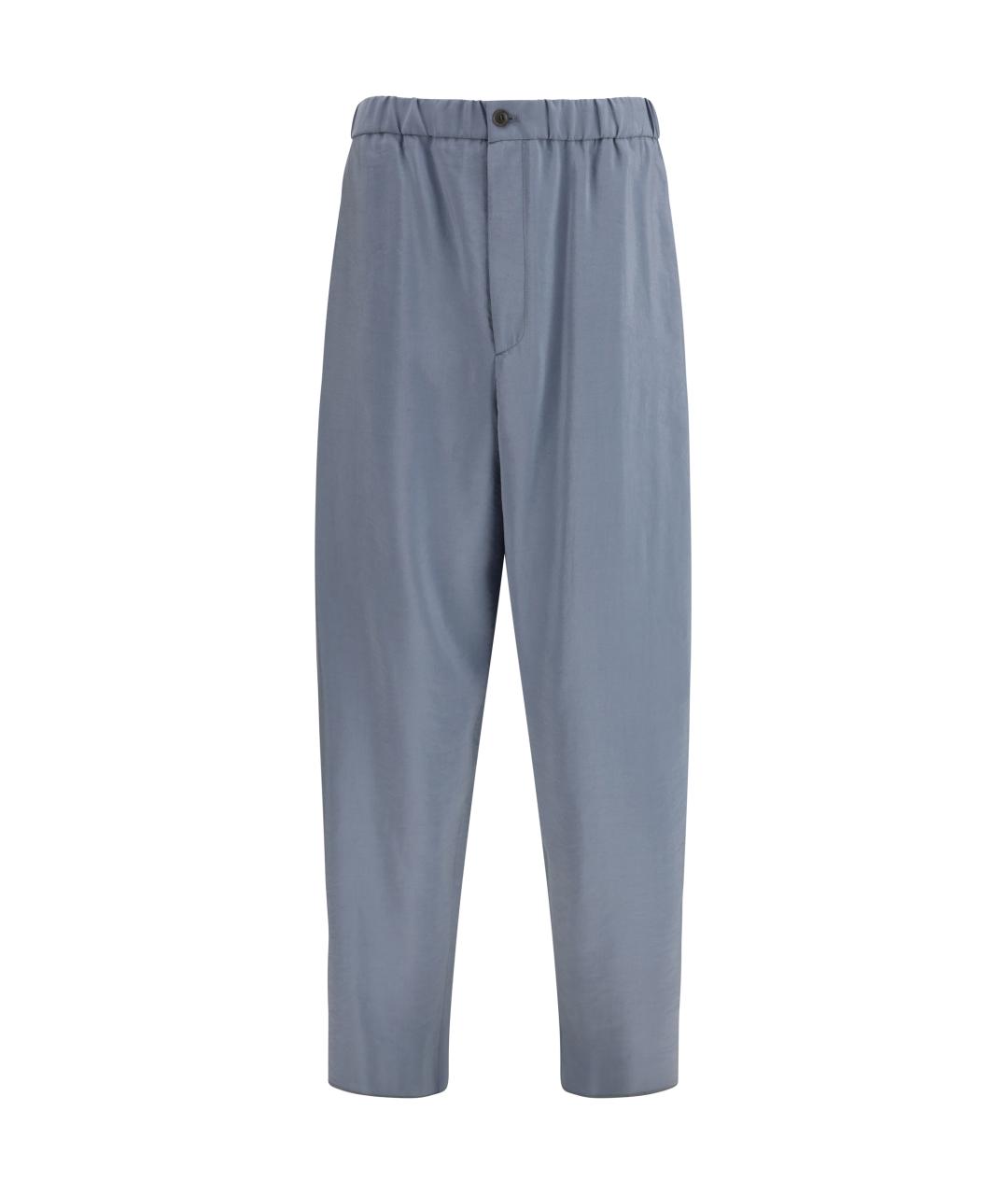 GIORGIO ARMANI Голубые шелковые повседневные брюки, фото 1