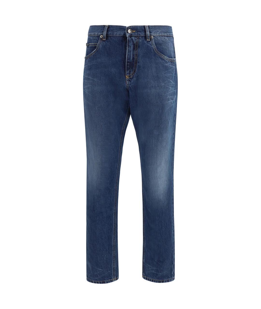 DOLCE&GABBANA Синие хлопковые прямые джинсы, фото 1