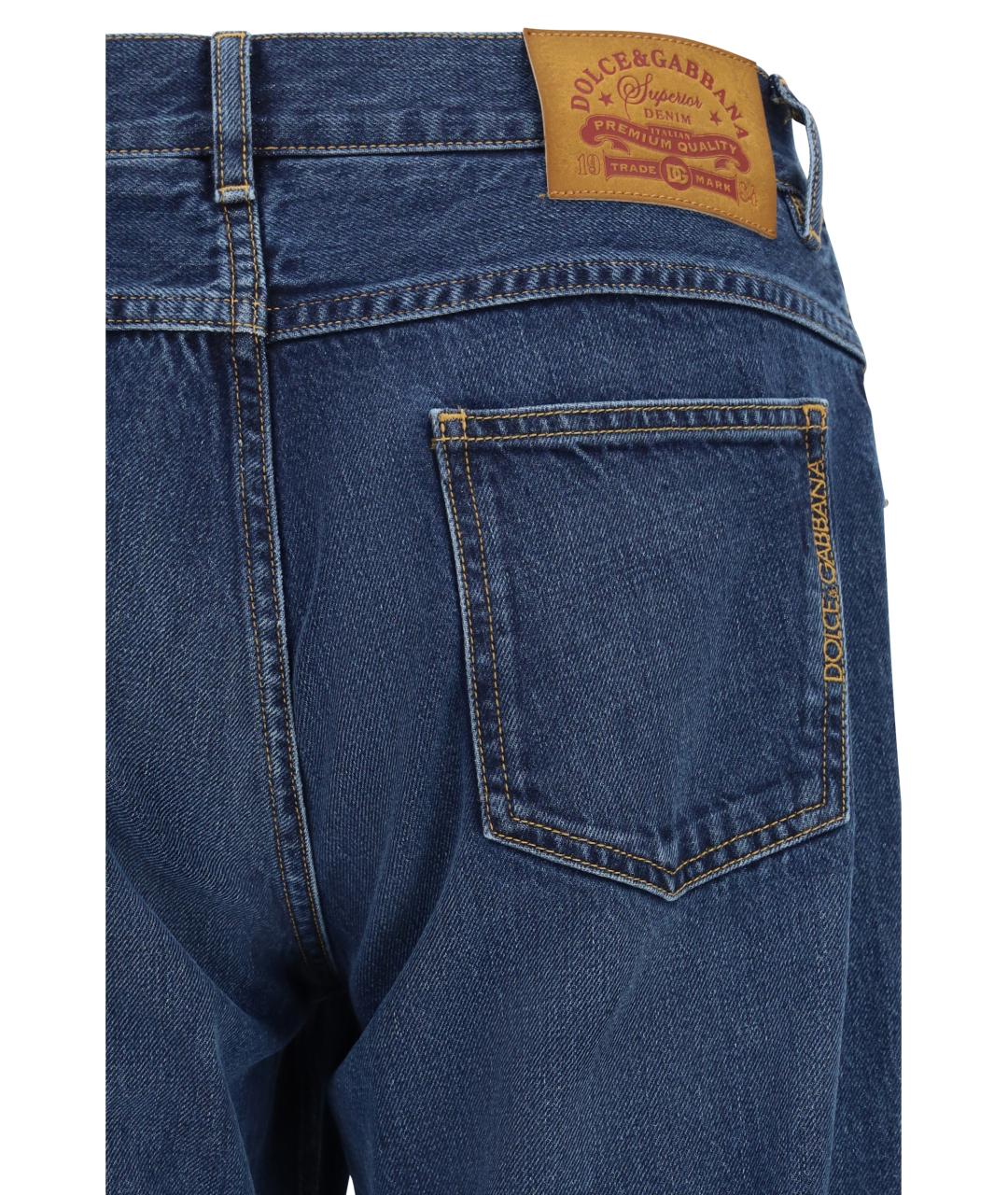 DOLCE&GABBANA Синие хлопковые прямые джинсы, фото 3