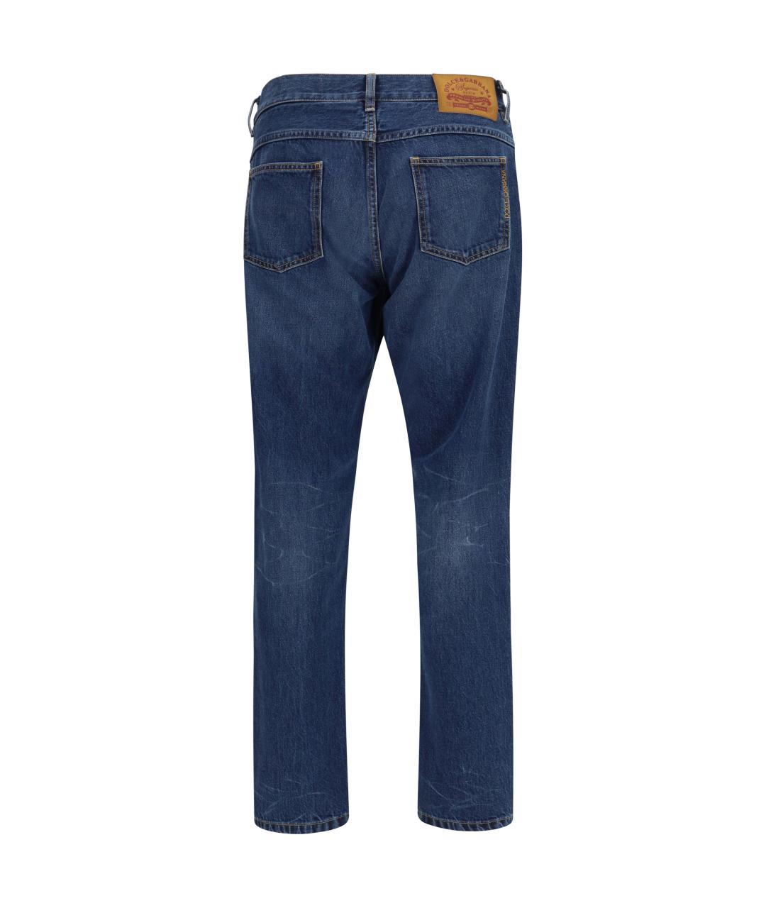 DOLCE&GABBANA Синие хлопковые прямые джинсы, фото 2