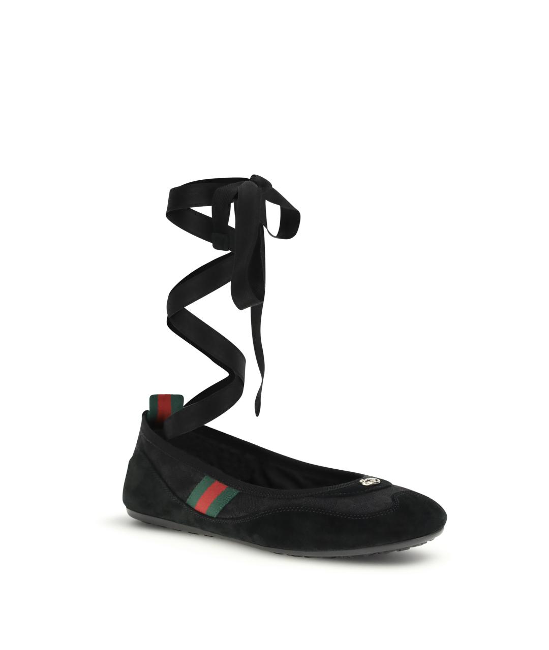 GUCCI Черные текстильные балетки, фото 2