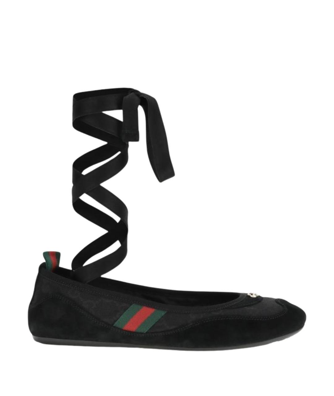 GUCCI Черные текстильные балетки, фото 1