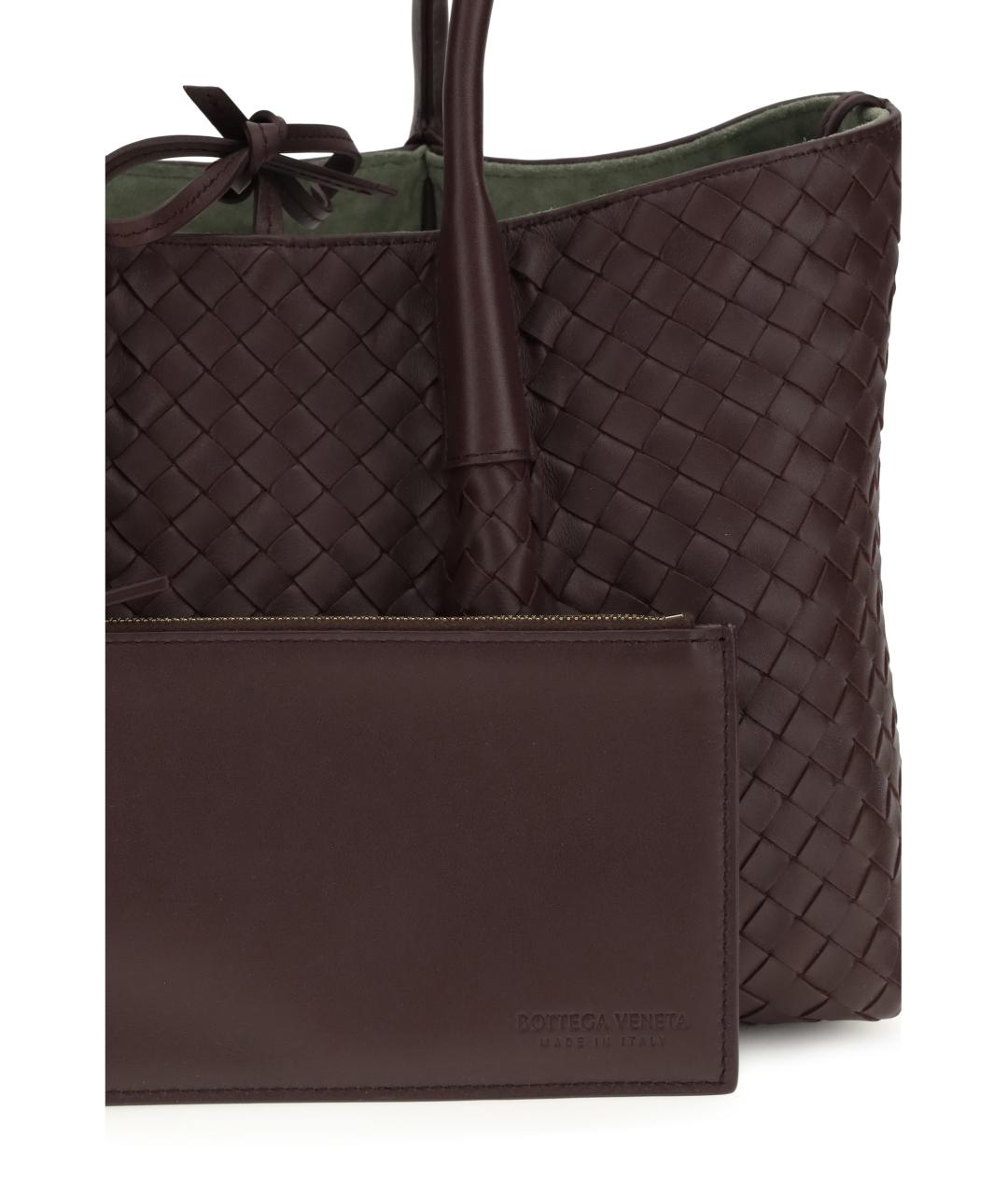 BOTTEGA VENETA Бордовая кожаная сумка тоут, фото 4