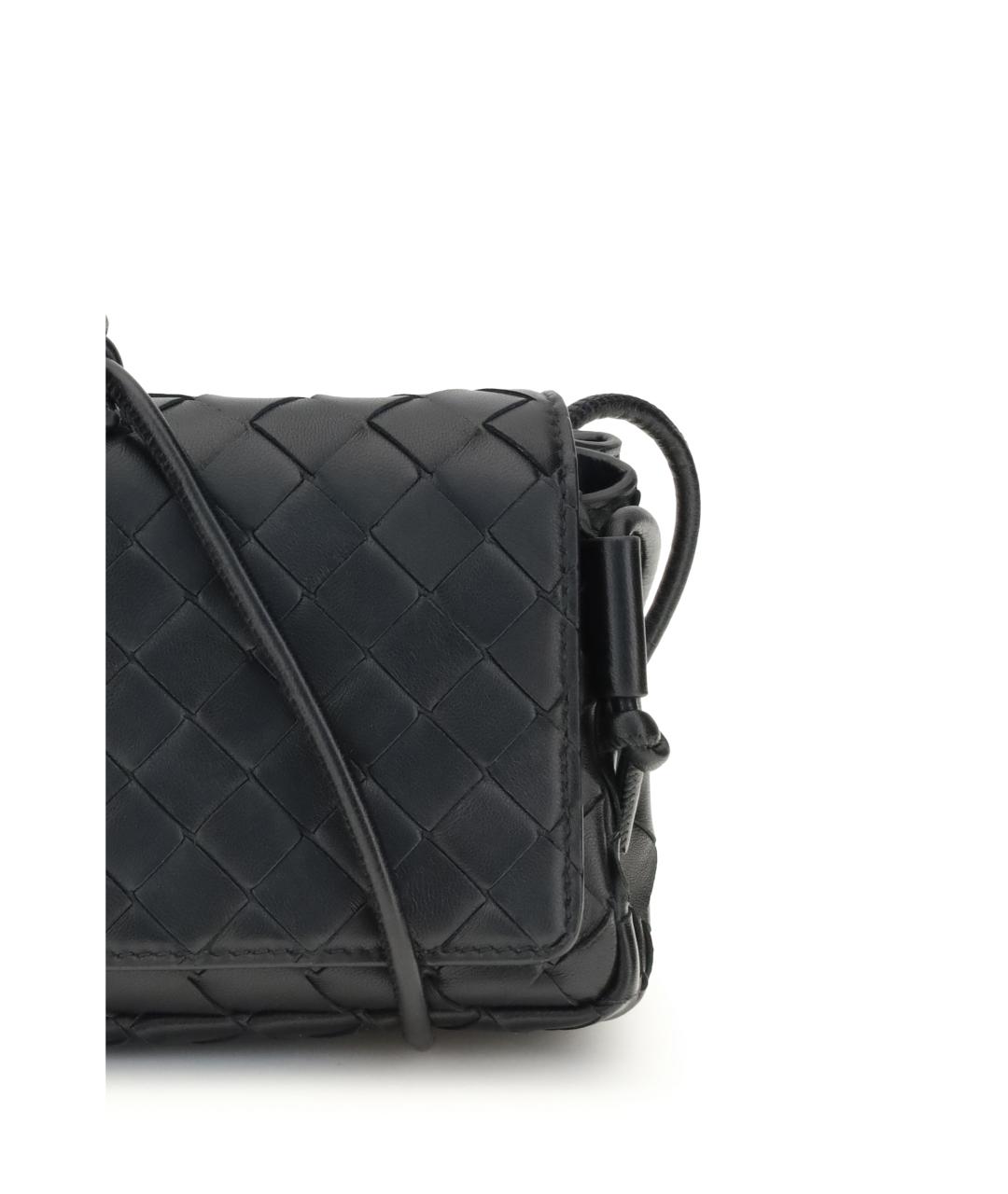 BOTTEGA VENETA Черная кожаная сумка через плечо, фото 4