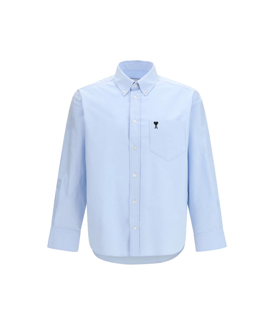 Ami Paris Голубая хлопковая классическая рубашка, фото 1