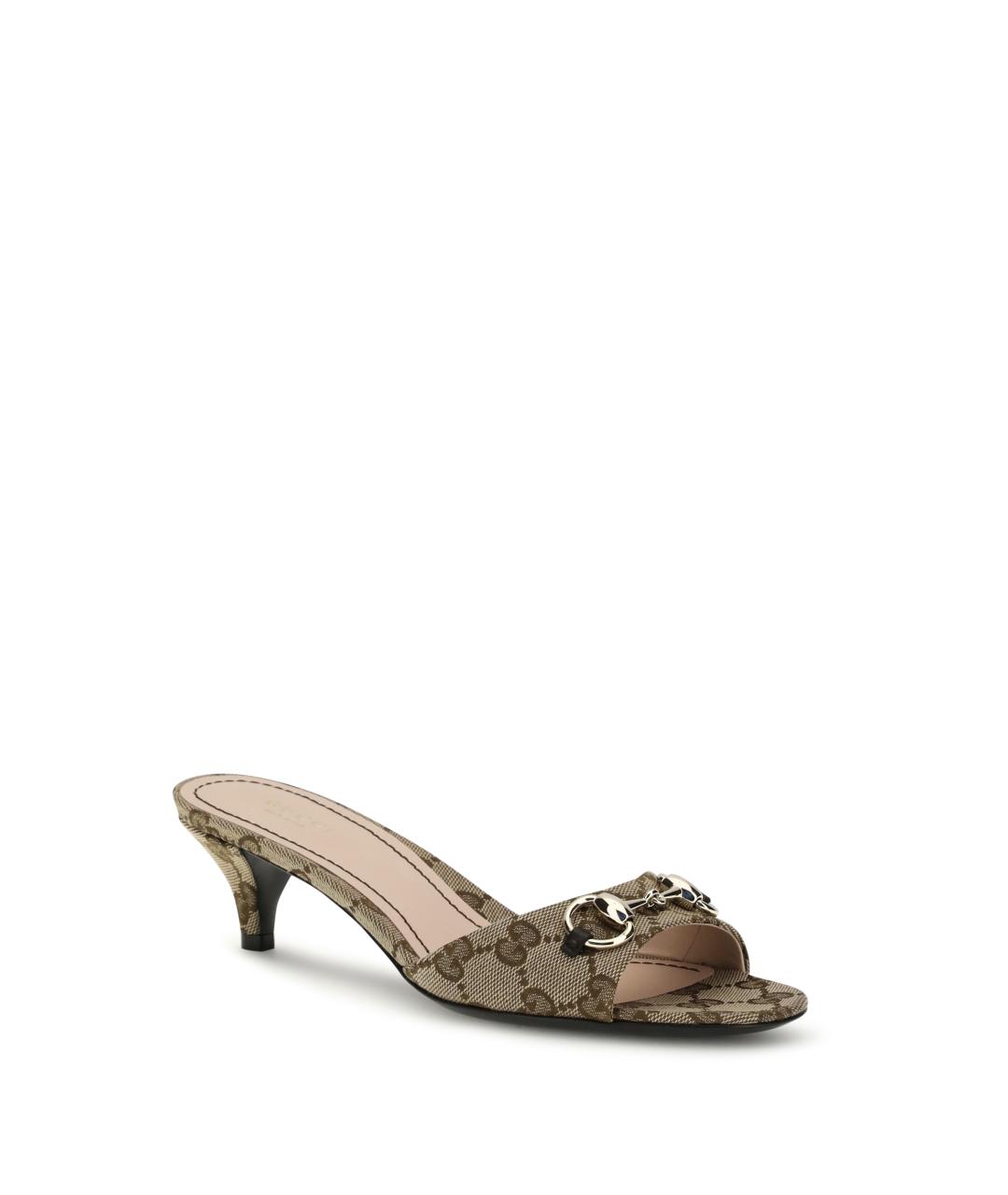 GUCCI Бежевые текстильные мюли, фото 2
