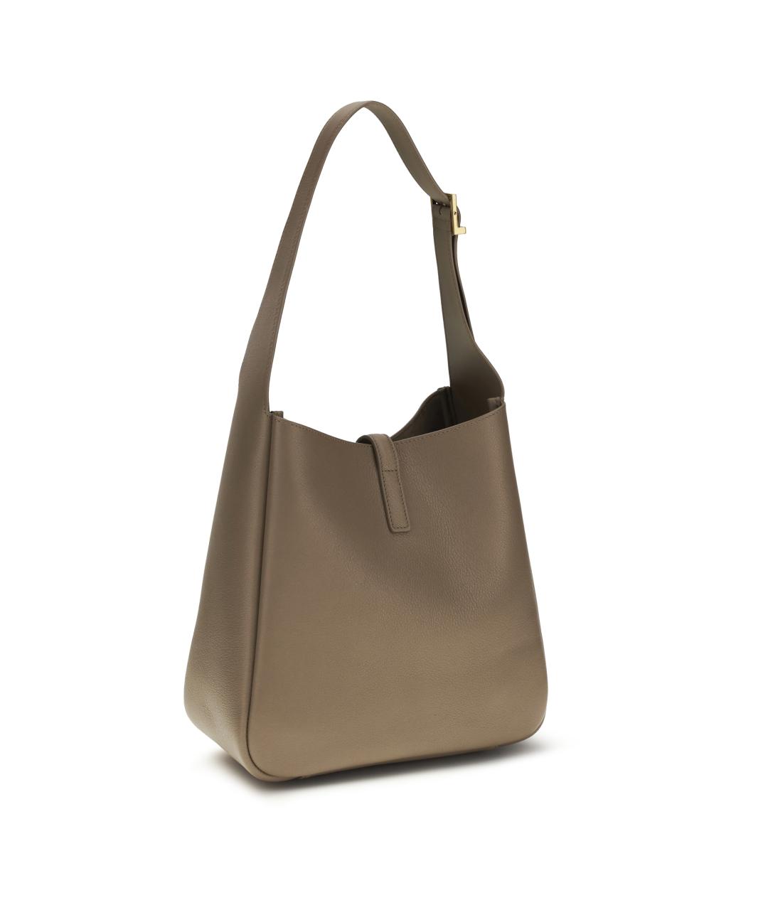 SAINT LAURENT Бежевая кожаная сумка через плечо, фото 3