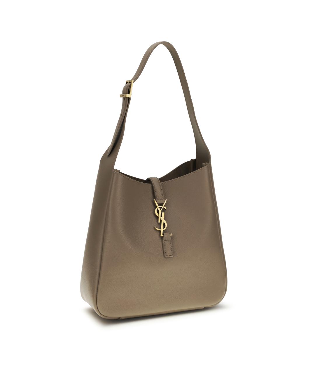 SAINT LAURENT Бежевая кожаная сумка через плечо, фото 2