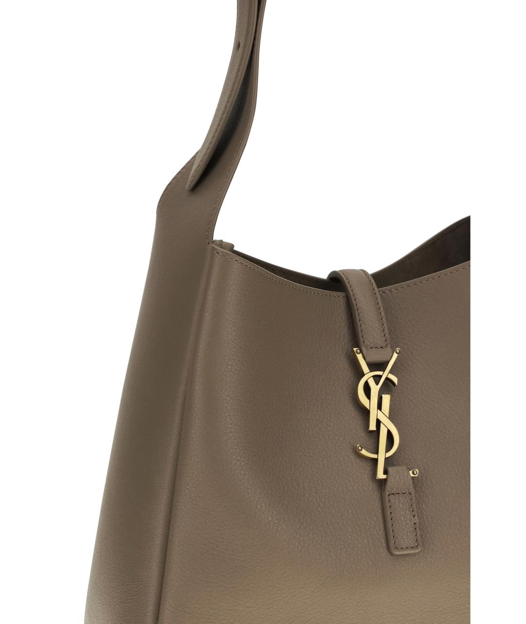 SAINT LAURENT Бежевая кожаная сумка через плечо, фото 4