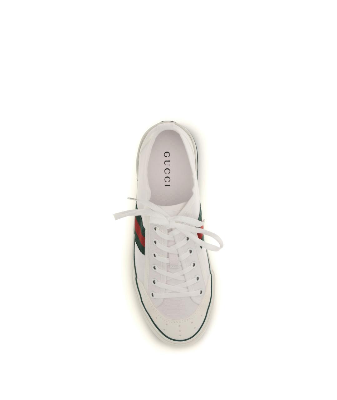 GUCCI Белые текстильные низкие кроссовки / кеды, фото 4