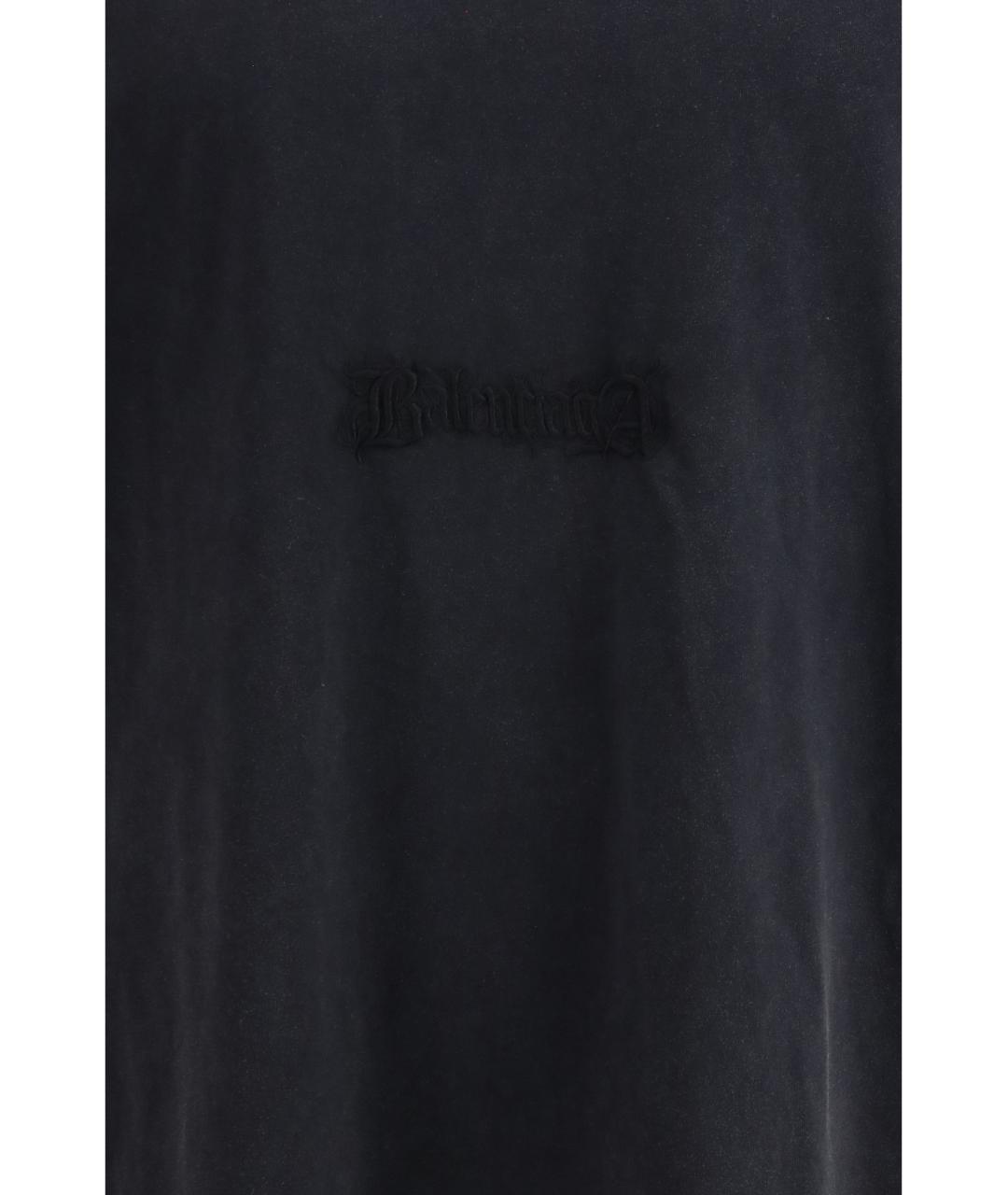 BALENCIAGA Черная хлопковая футболка, фото 3