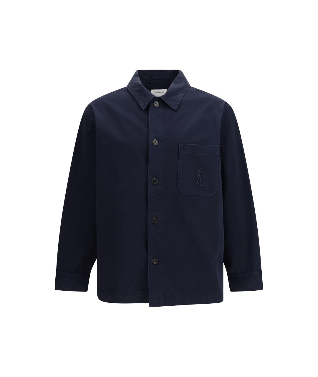 SAINT LAURENT Темно-синяя хлопковая кэжуал рубашка, фото 1