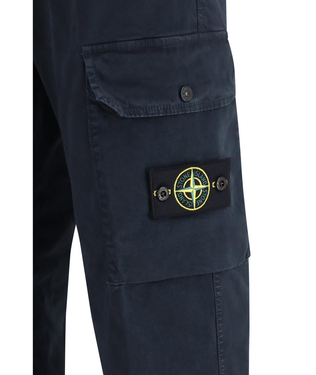STONE ISLAND Синие хлопковые повседневные брюки, фото 3