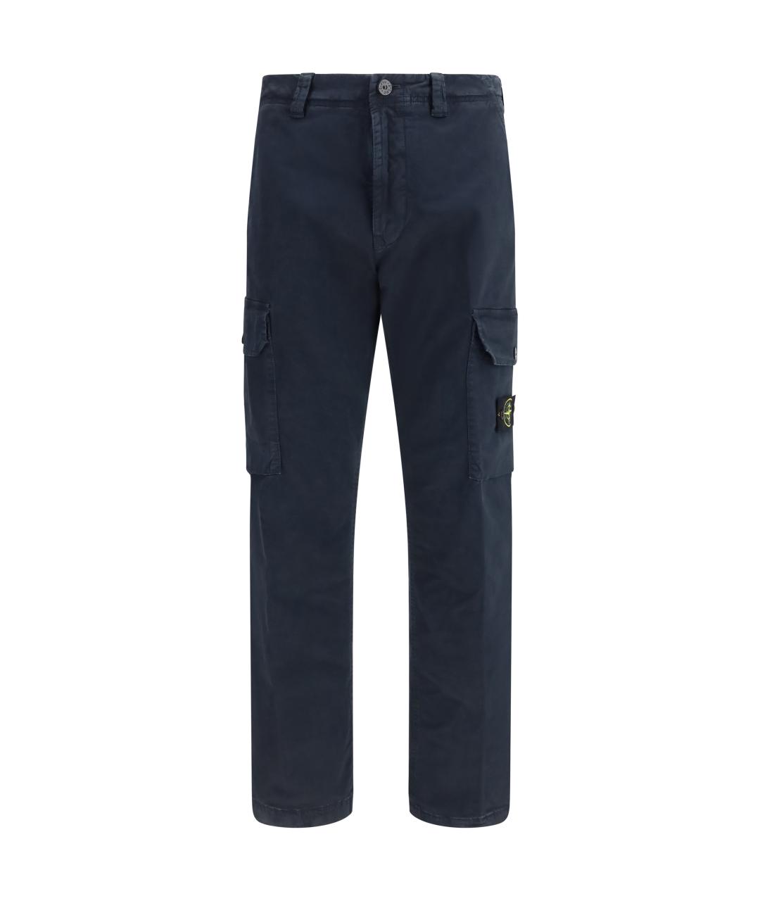 STONE ISLAND Синие хлопковые повседневные брюки, фото 1