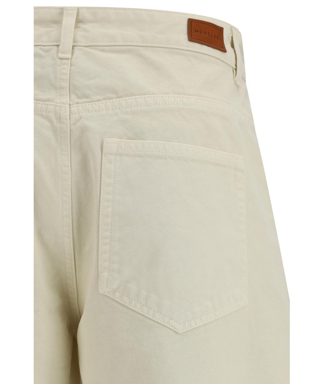 MONCLER Бежевые хлопковые прямые брюки, фото 3