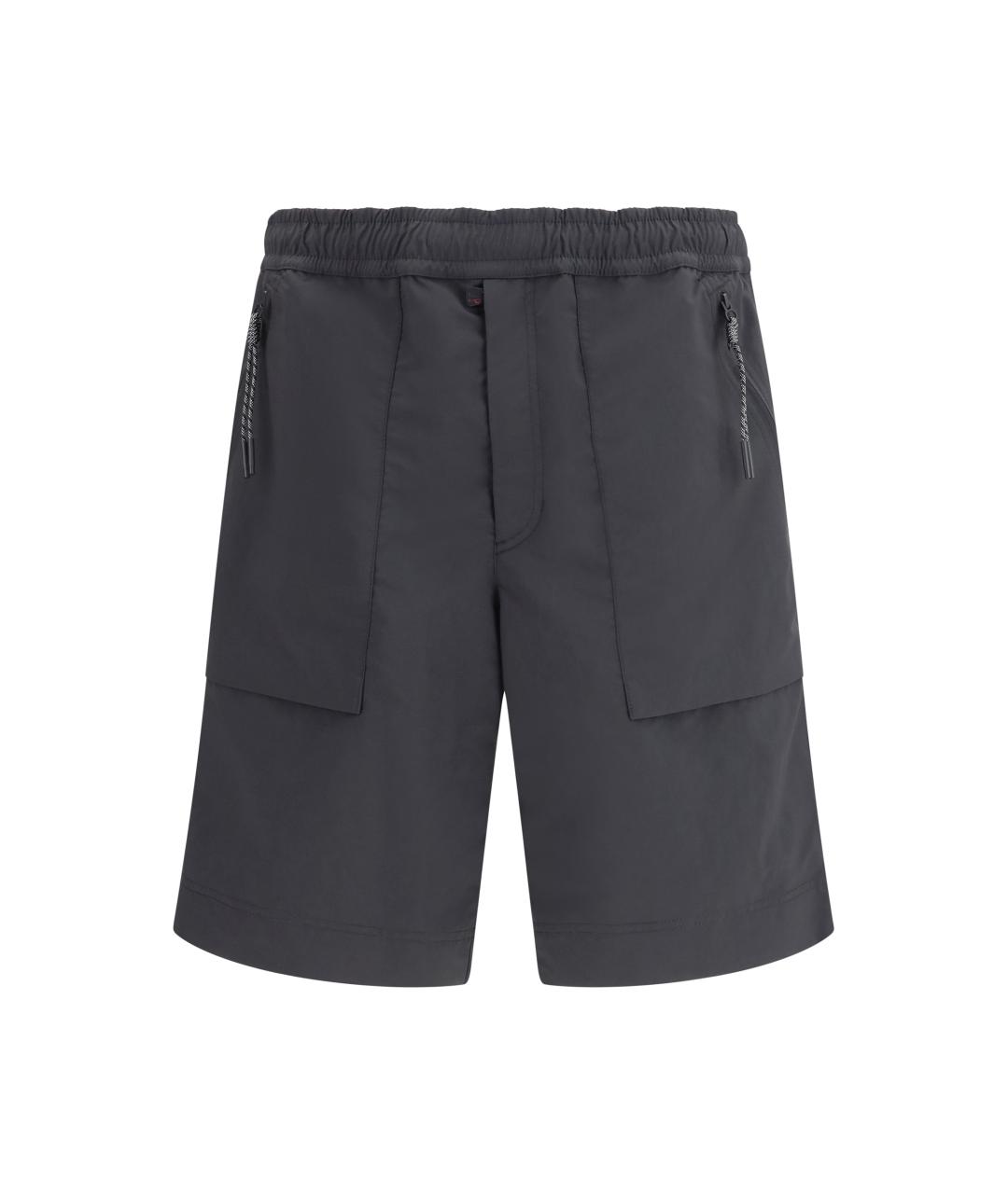 MONCLER GRENOBLE Черные полиэстеровые шорты, фото 1