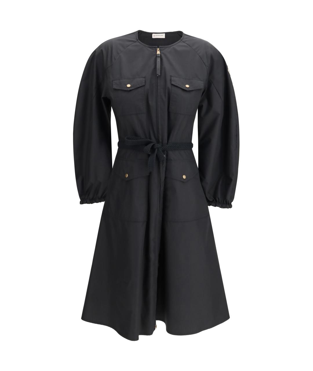 MONCLER Черное хлопковое повседневное платье, фото 1