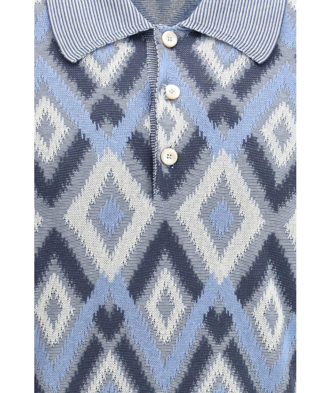 PIACENZA CASHMERE Синее хлопковое поло с коротким рукавом, фото 3