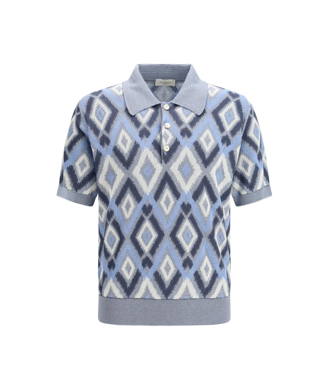 PIACENZA CASHMERE Синее хлопковое поло с коротким рукавом, фото 1