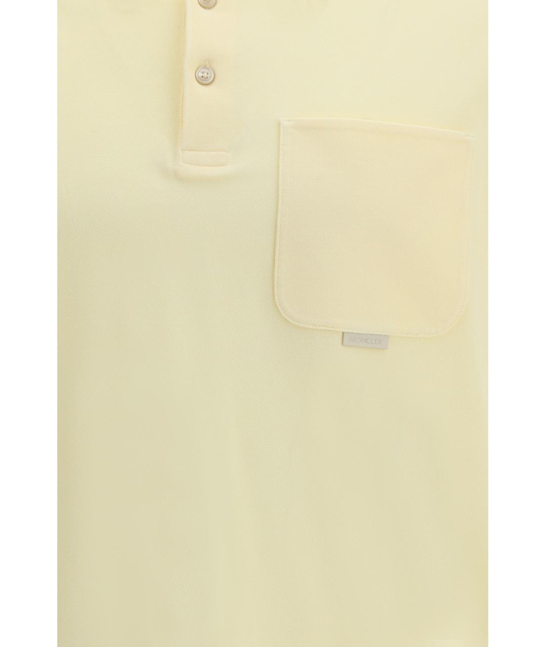 MONCLER Желтое хлопковое поло с коротким рукавом, фото 3