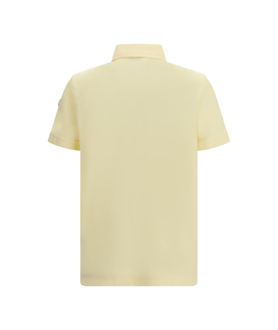 MONCLER Желтое хлопковое поло с коротким рукавом, фото 2