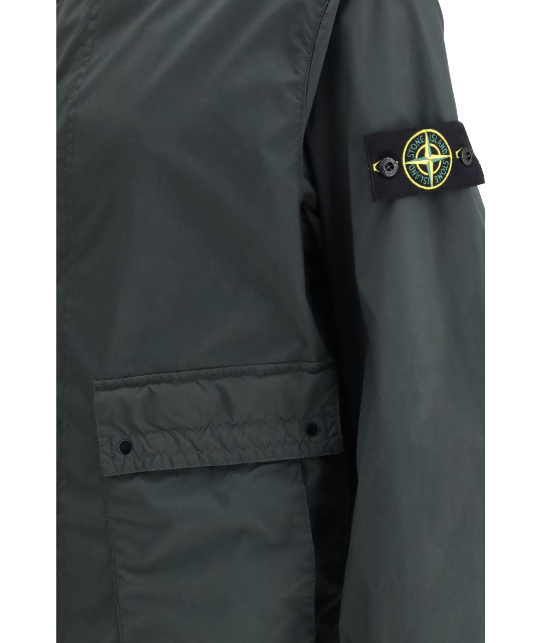 STONE ISLAND Антрацитовое полиэстеровое пальто, фото 3