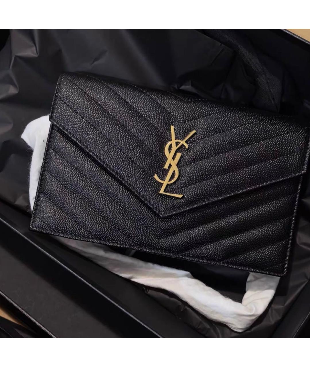 SAINT LAURENT Черная кожаная сумка через плечо, фото 4