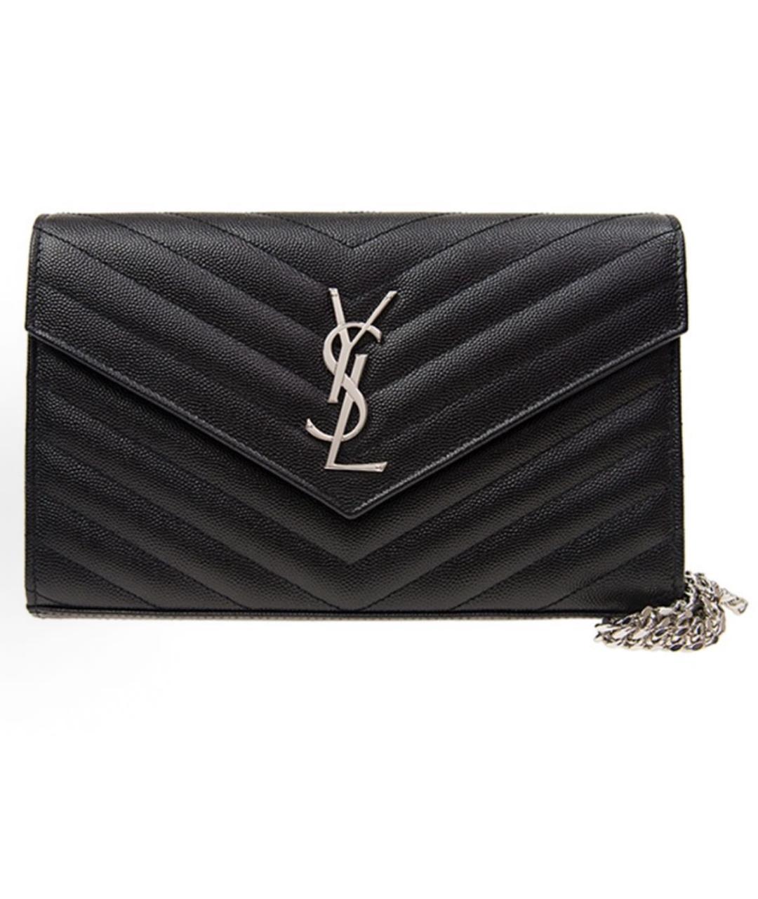 SAINT LAURENT Черная кожаная сумка через плечо, фото 5