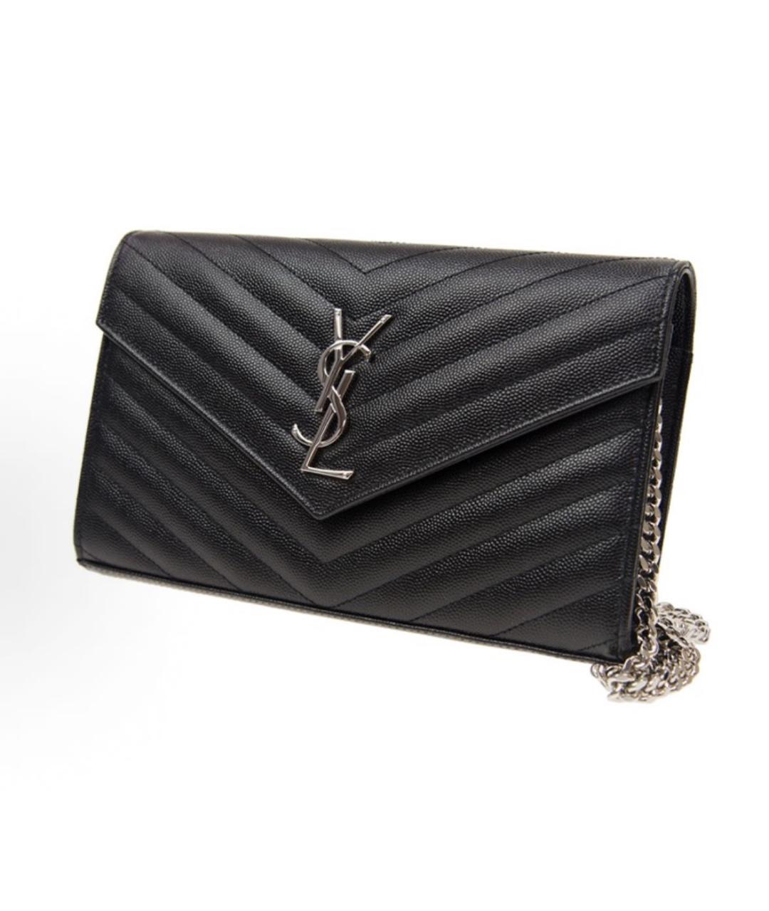 SAINT LAURENT Черная кожаная сумка через плечо, фото 2