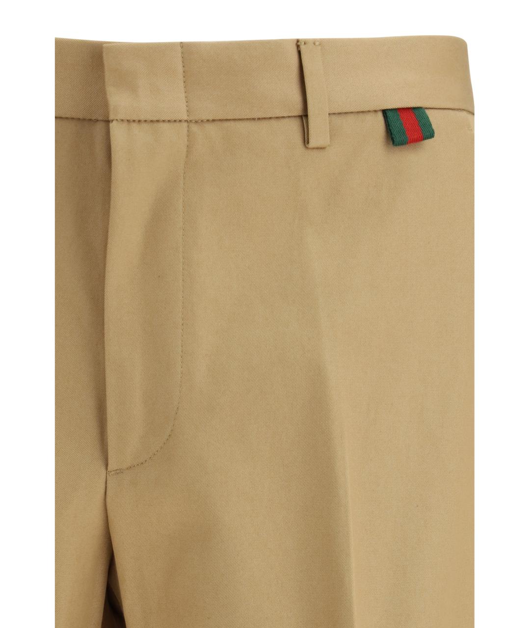 GUCCI Бежевые хлопковые повседневные брюки, фото 3