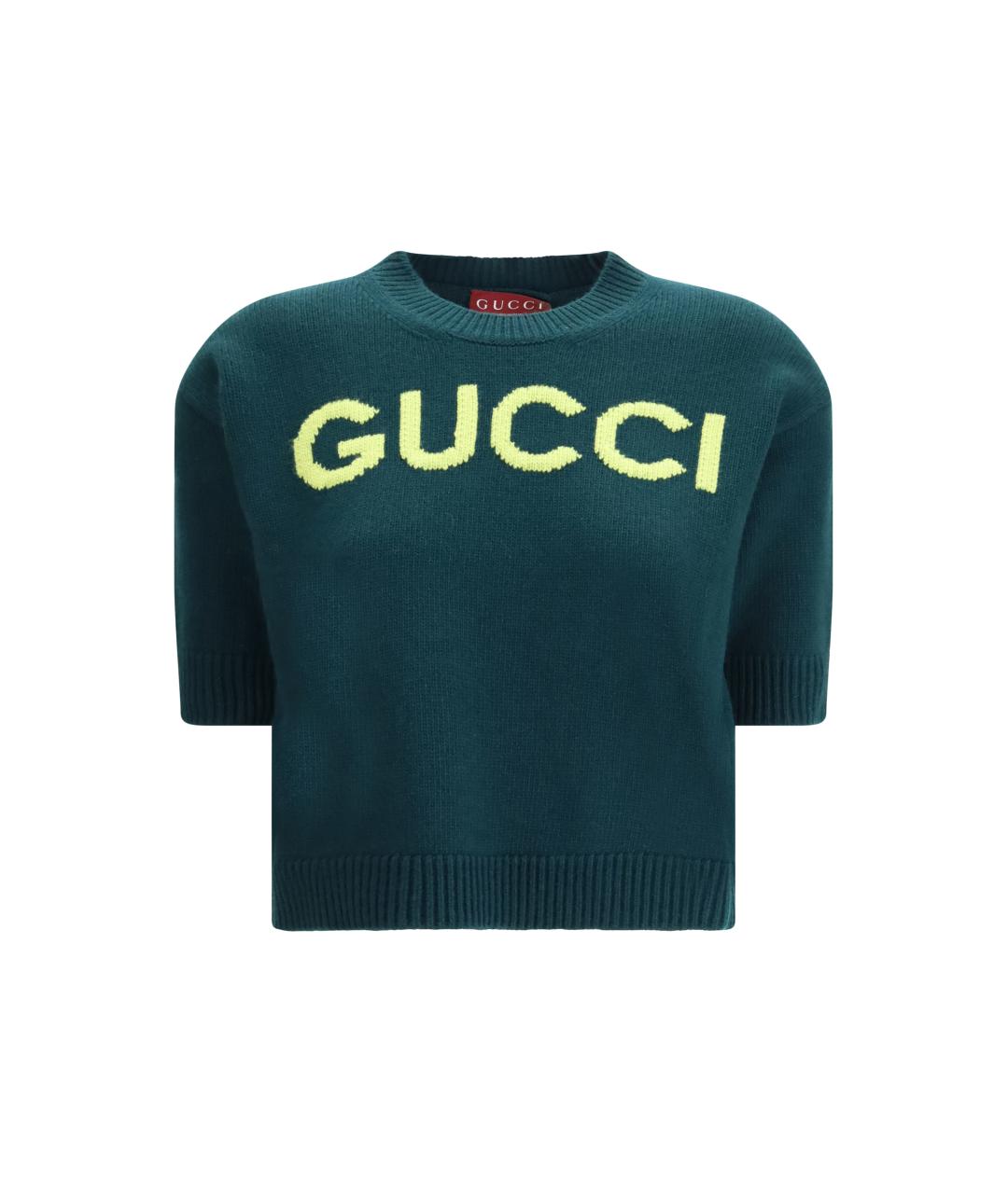 GUCCI Зеленый шерстяной джемпер / свитер, фото 1