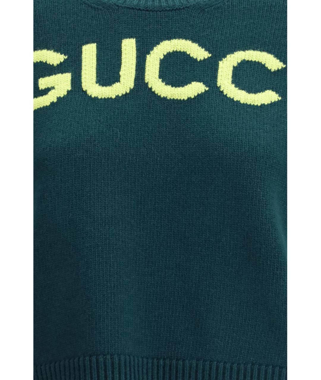 GUCCI Зеленый шерстяной джемпер / свитер, фото 3