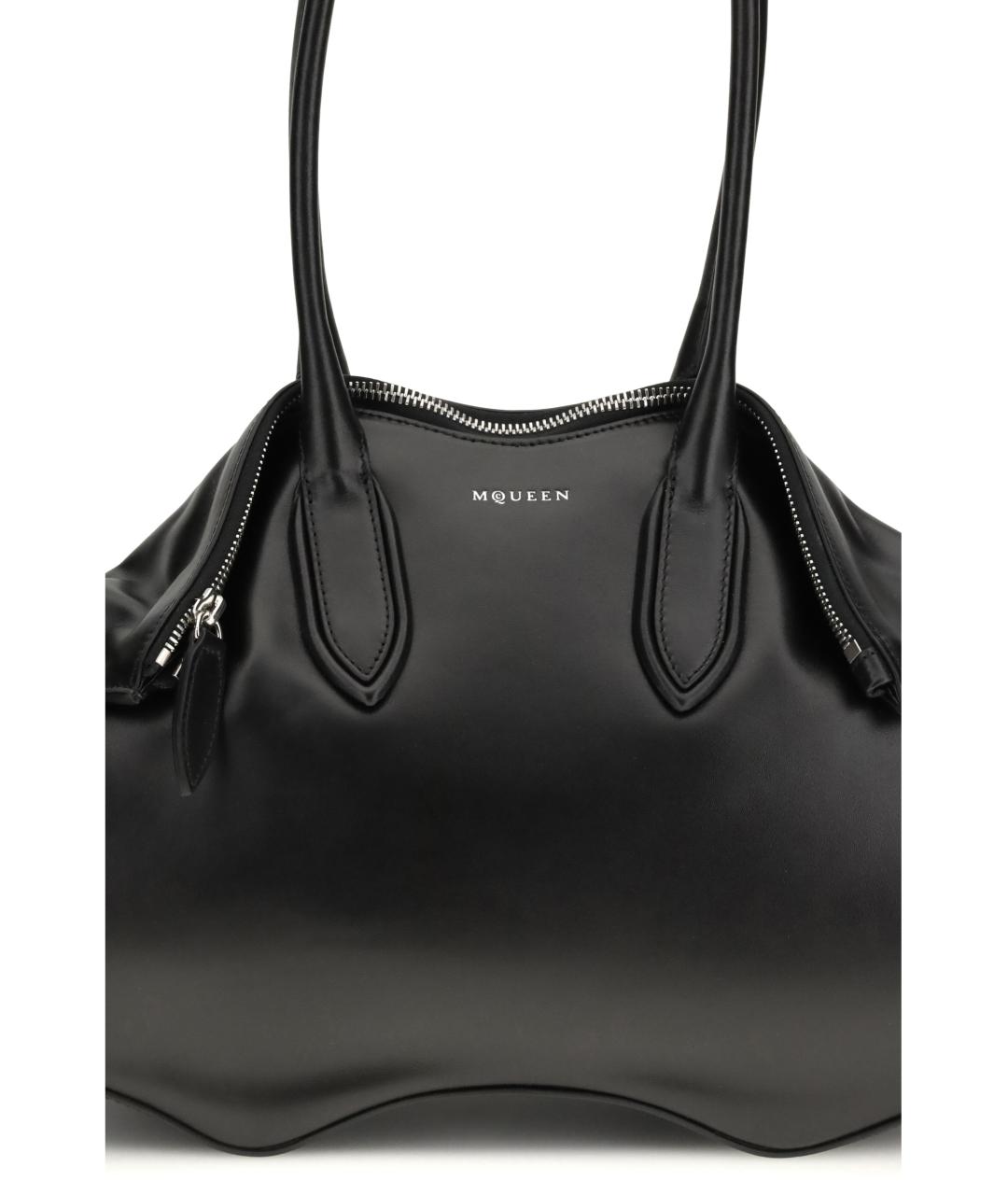 ALEXANDER MCQUEEN Черная кожаная сумка через плечо, фото 4