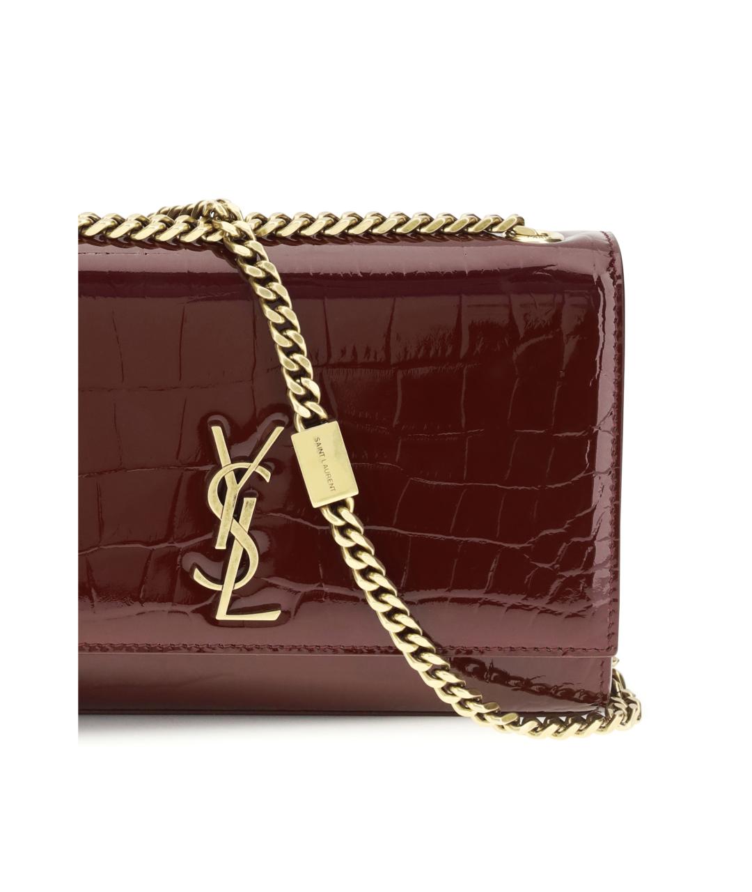 SAINT LAURENT Бордовая сумка через плечо из лакированной кожи, фото 4