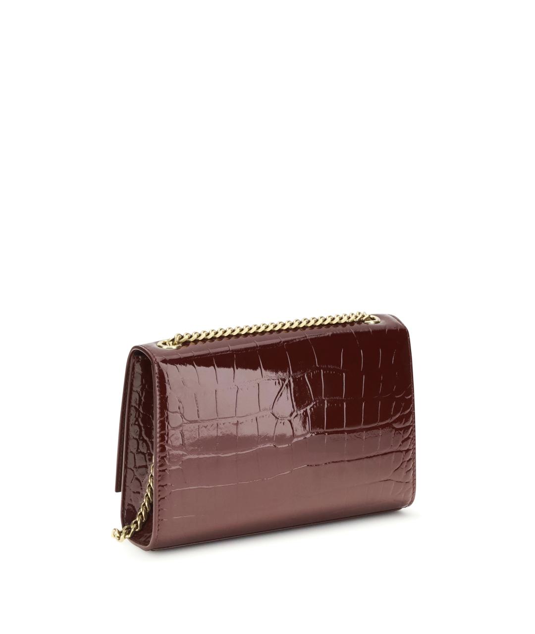 SAINT LAURENT Бордовая сумка через плечо из лакированной кожи, фото 3