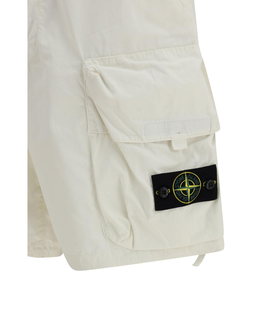 STONE ISLAND Белые хлопковые шорты, фото 3