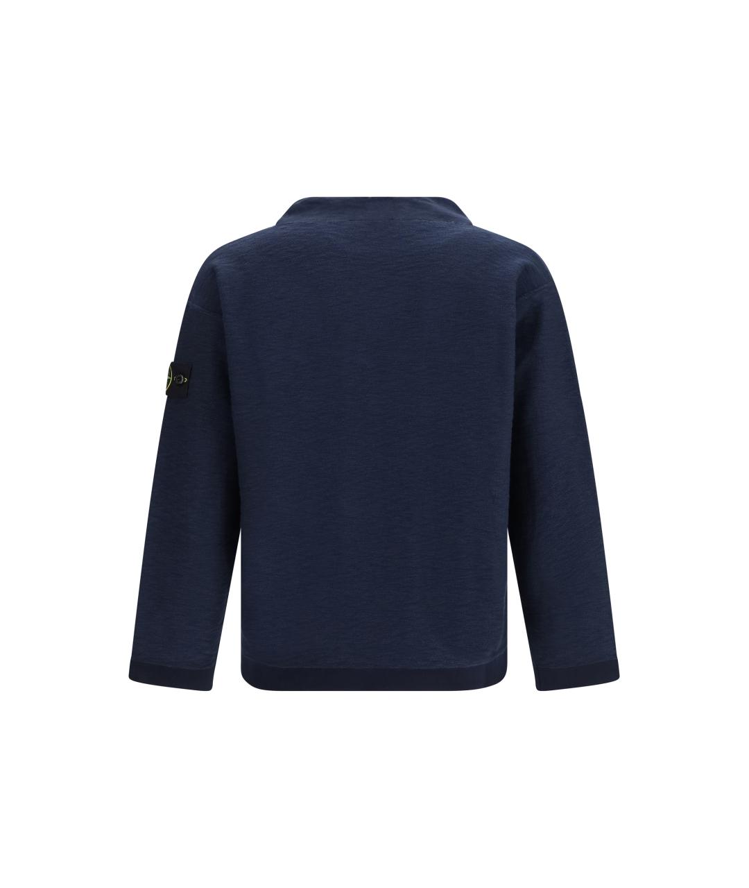 STONE ISLAND Темно-синий хлопковый джемпер / свитер, фото 2