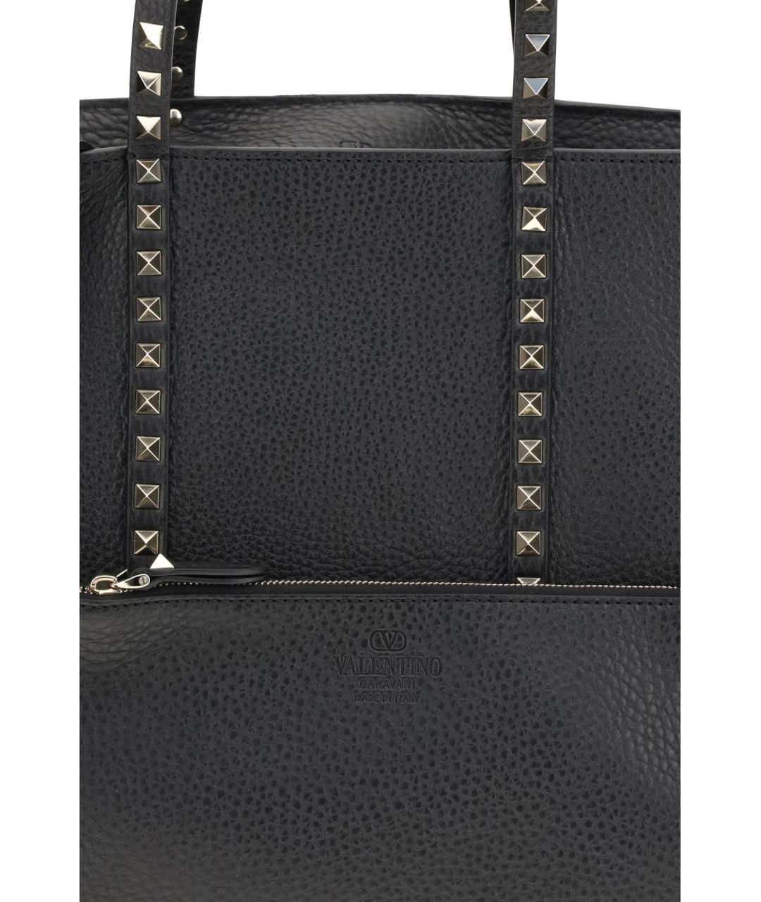 VALENTINO Черная кожаная сумка тоут, фото 4