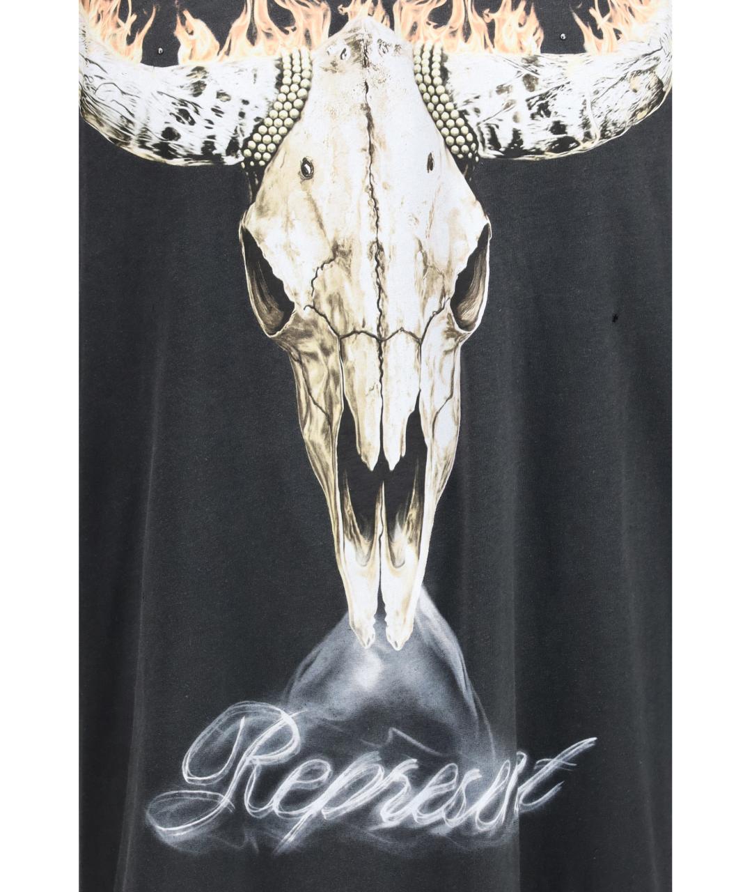 REPRESENT Черная хлопковая футболка, фото 3