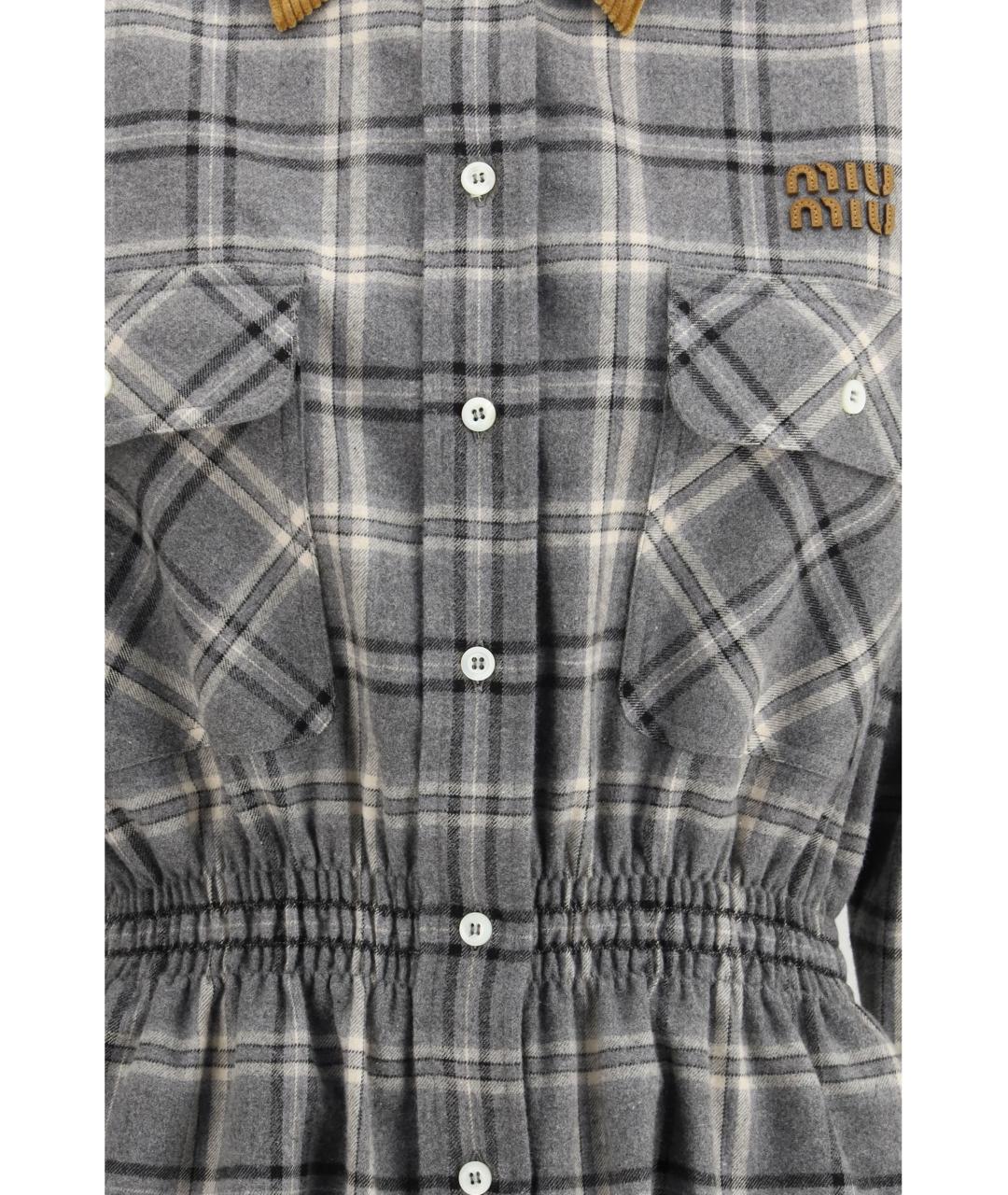 MIU MIU Серое хлопковое повседневное платье, фото 3