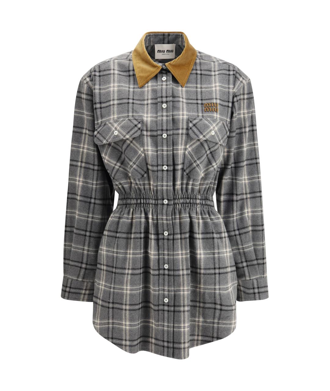 MIU MIU Серое хлопковое повседневное платье, фото 1