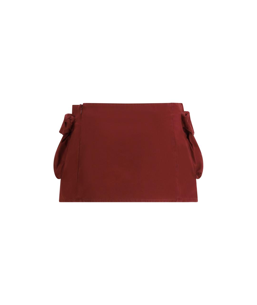 MIU MIU Бордовая хлопковая юбка мини, фото 2