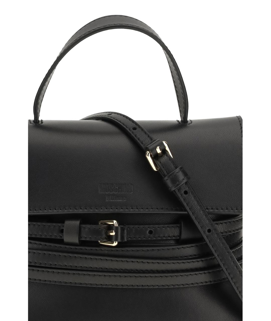 MOSCHINO Черная кожаная сумка тоут, фото 4